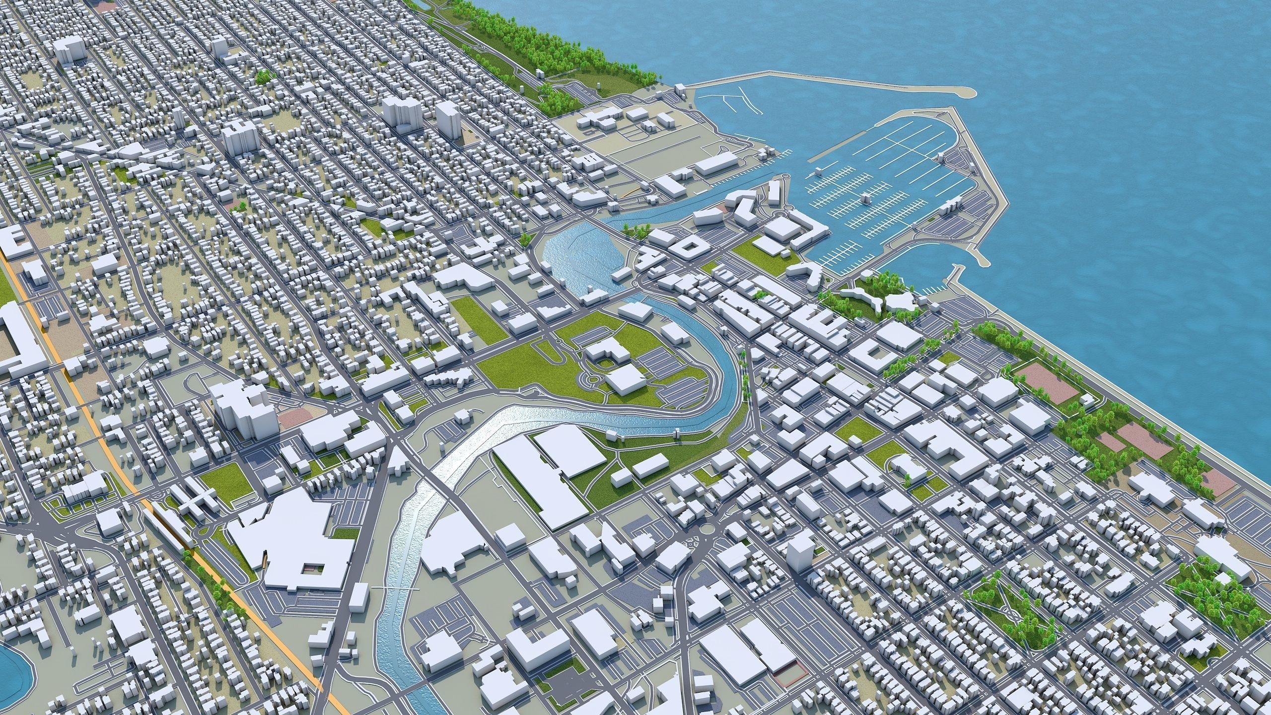 Racine Wisconsin USA 20km Low-poly 3D model_1