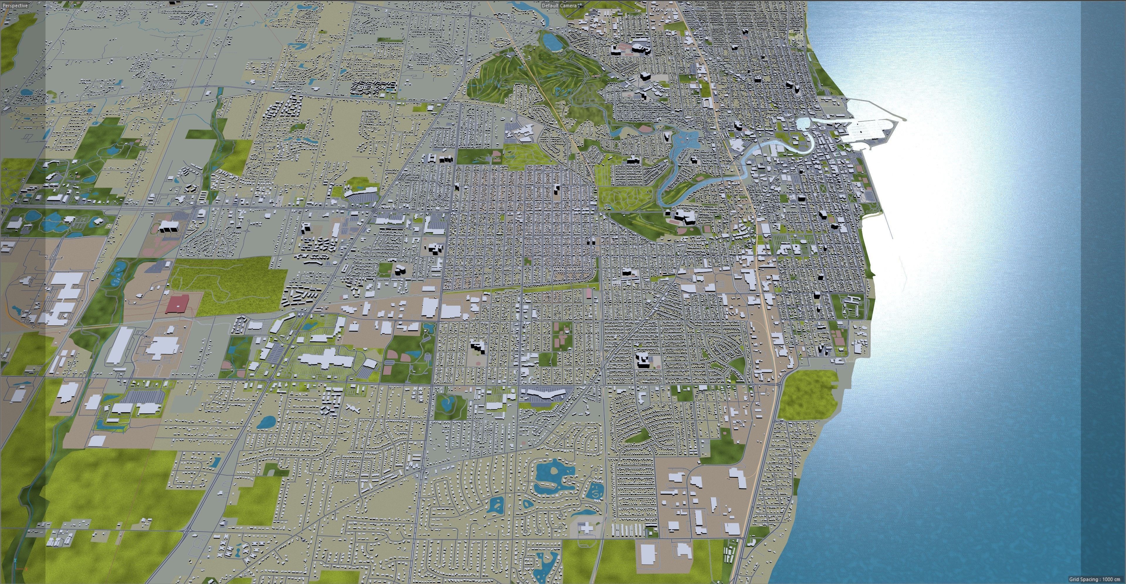 Racine Wisconsin USA 20km Low-poly 3D model_14