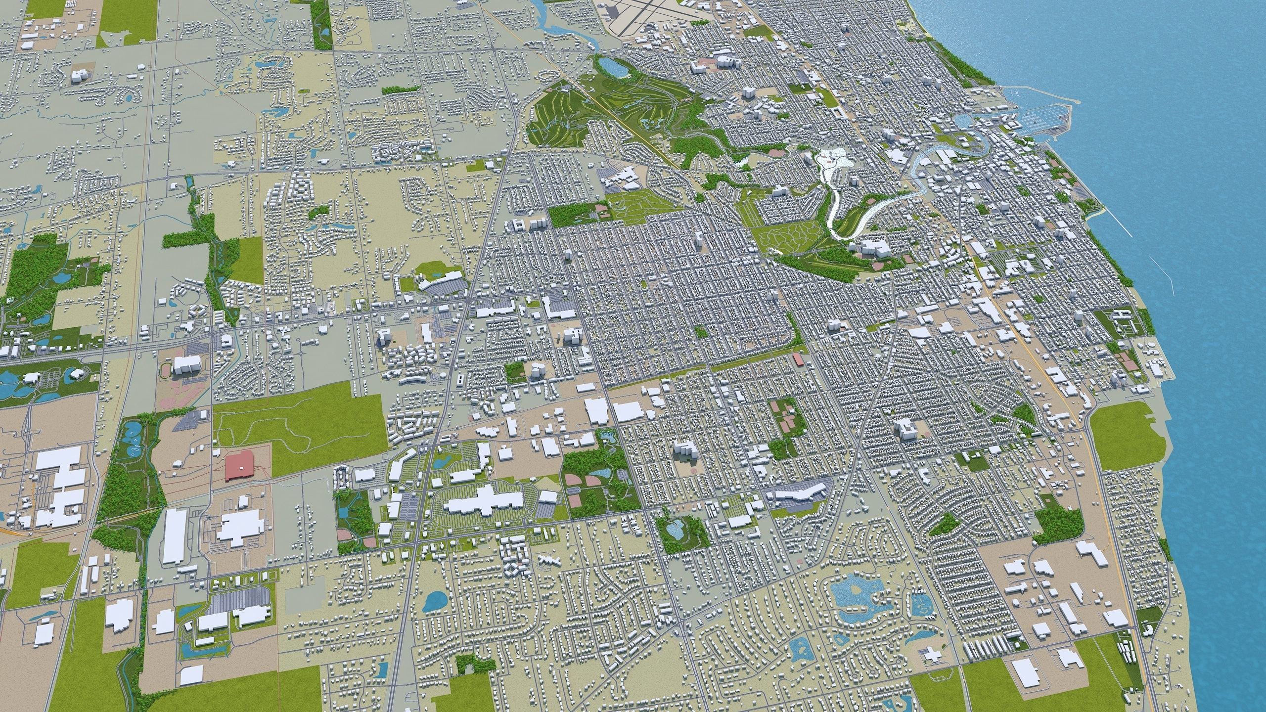 Racine Wisconsin USA 20km Low-poly 3D model_5
