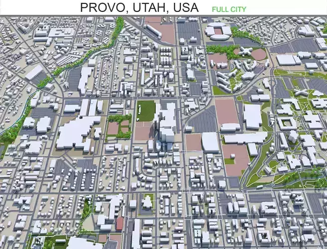 Provo Utah USA 30km Low-poly 3D model