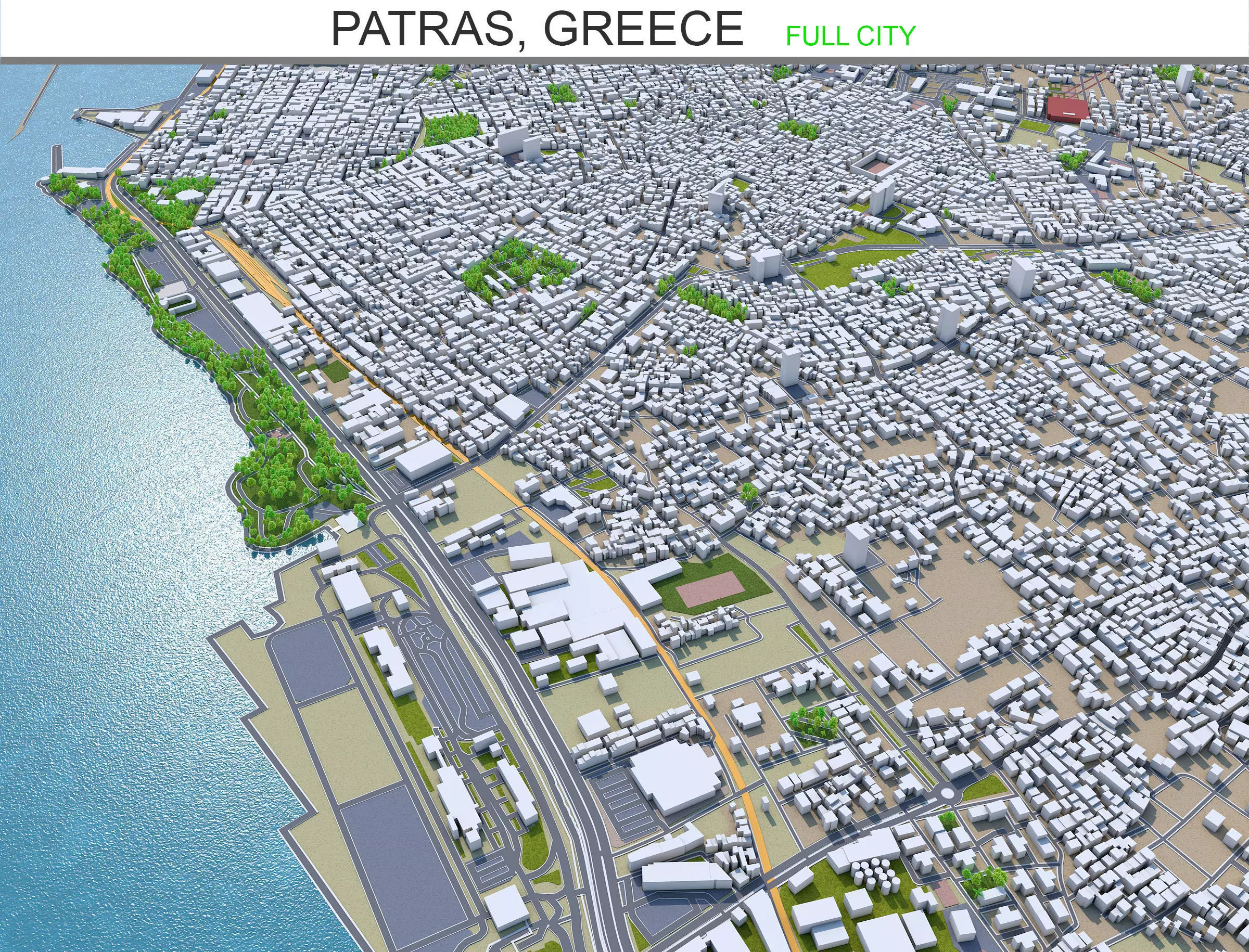 Patras Greece 20km Low-poly 3D model