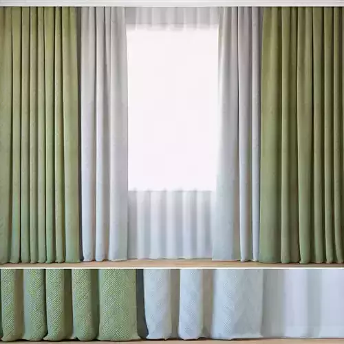 Curtains 105 Curtains with Tulle Jacquard Fabric Lazarus 3D model