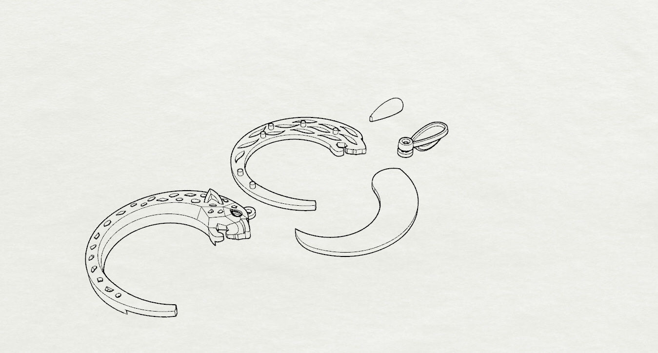 Pendant emerald jade on gold chain 3D print model_29