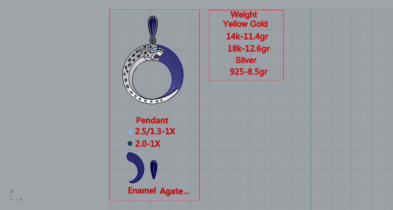 Pendant emerald jade on gold chain 3D print model_11