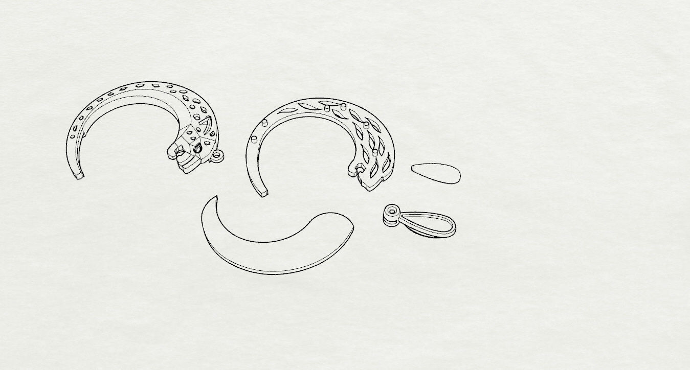 Pendant emerald jade on gold chain 3D print model_26