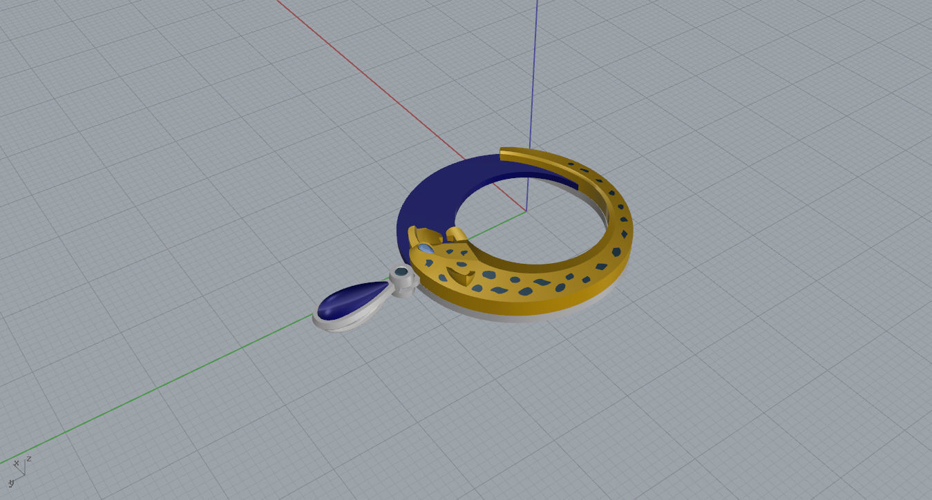 Pendant emerald jade on gold chain 3D print model_18