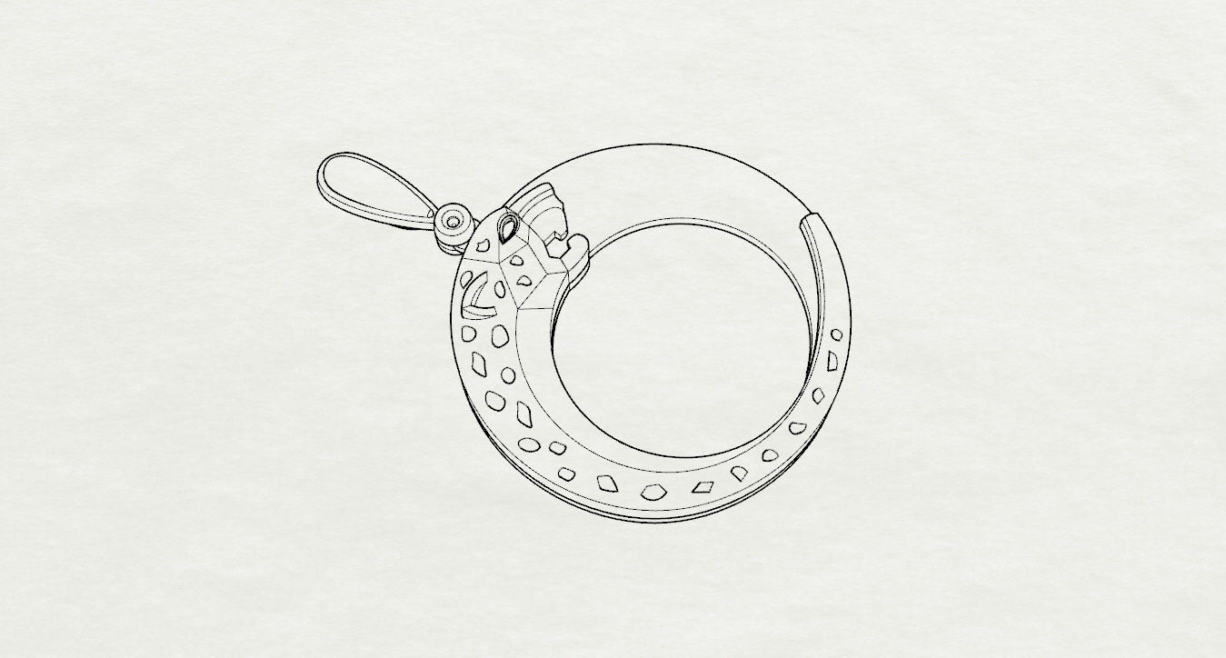 Pendant emerald jade on gold chain 3D print model_23