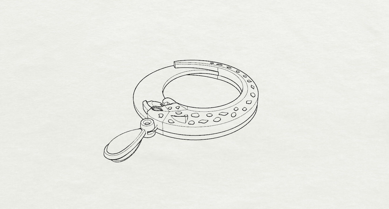 Pendant emerald jade on gold chain 3D print model_25