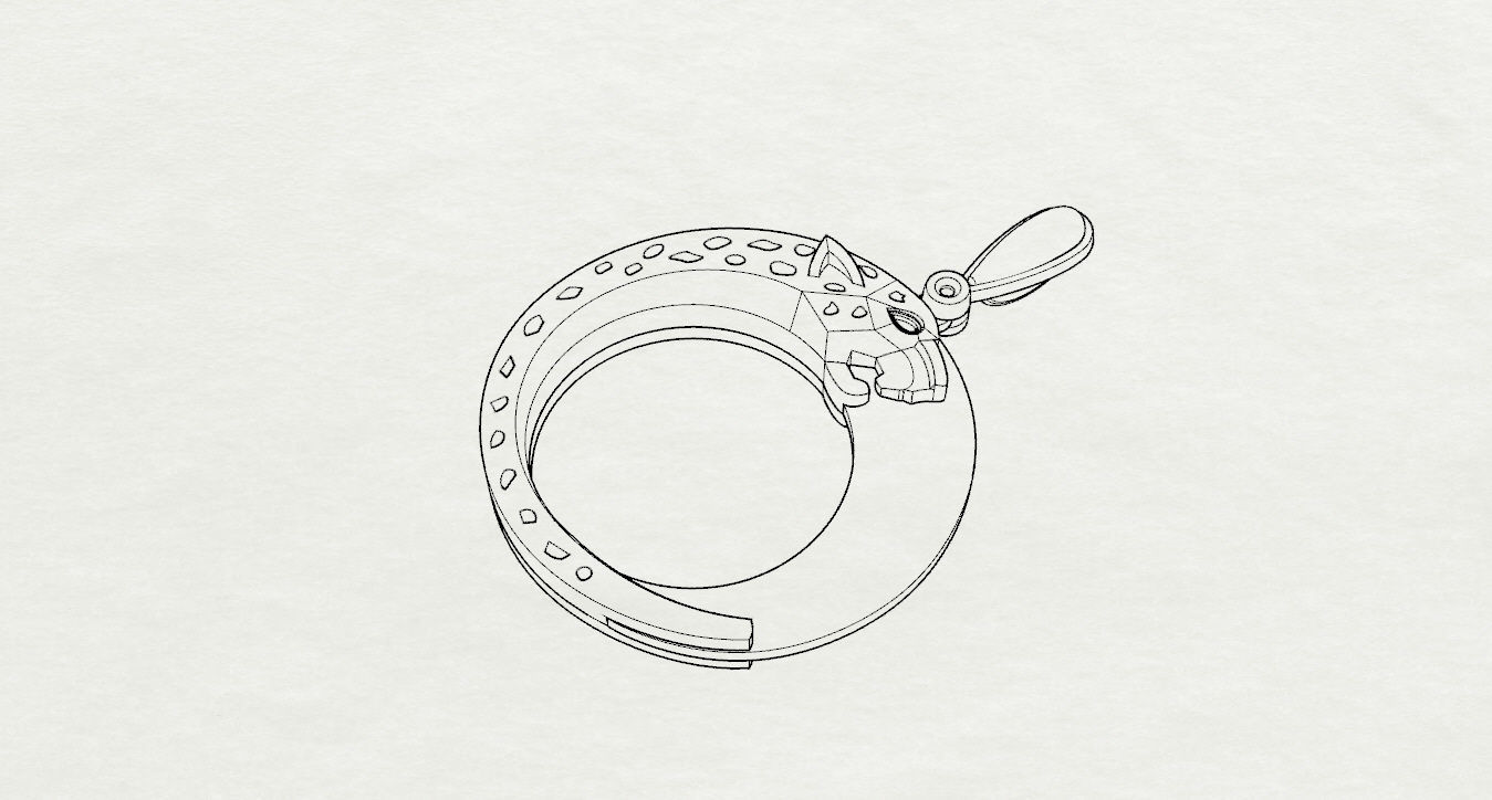 Pendant emerald jade on gold chain 3D print model_22