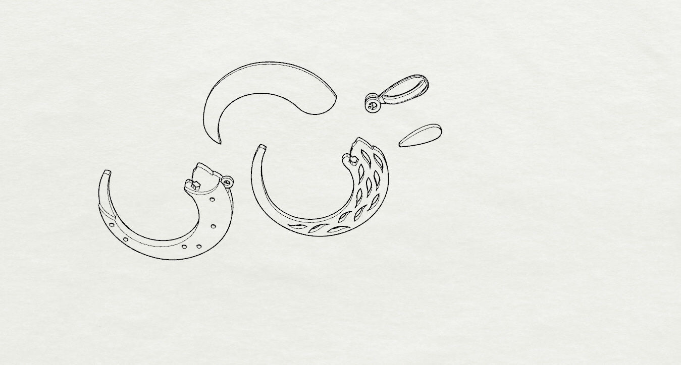 Pendant emerald jade on gold chain 3D print model_27