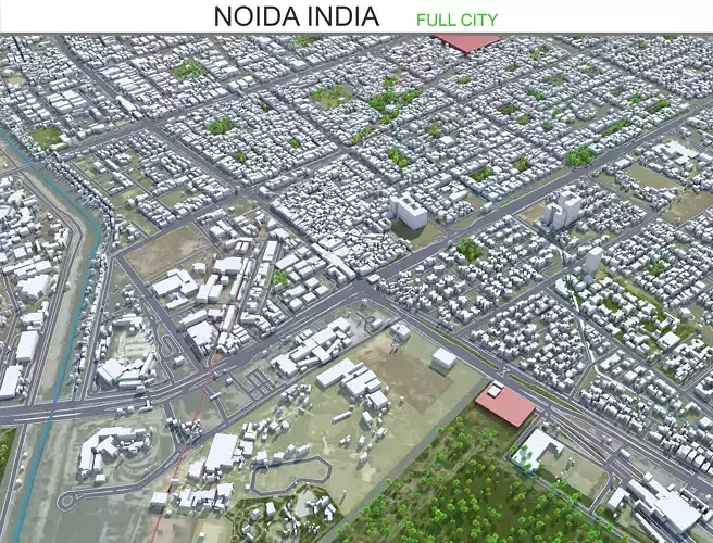 Noida City Uttar Pradesh India Low-poly 3D model