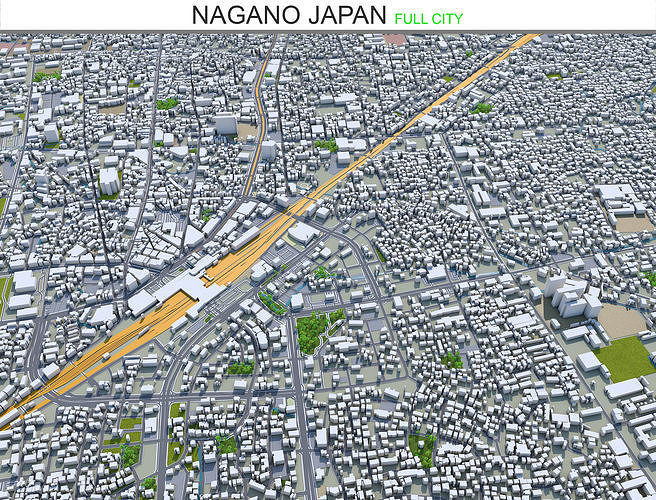 Nagano Japan 40km Low-poly 3D model