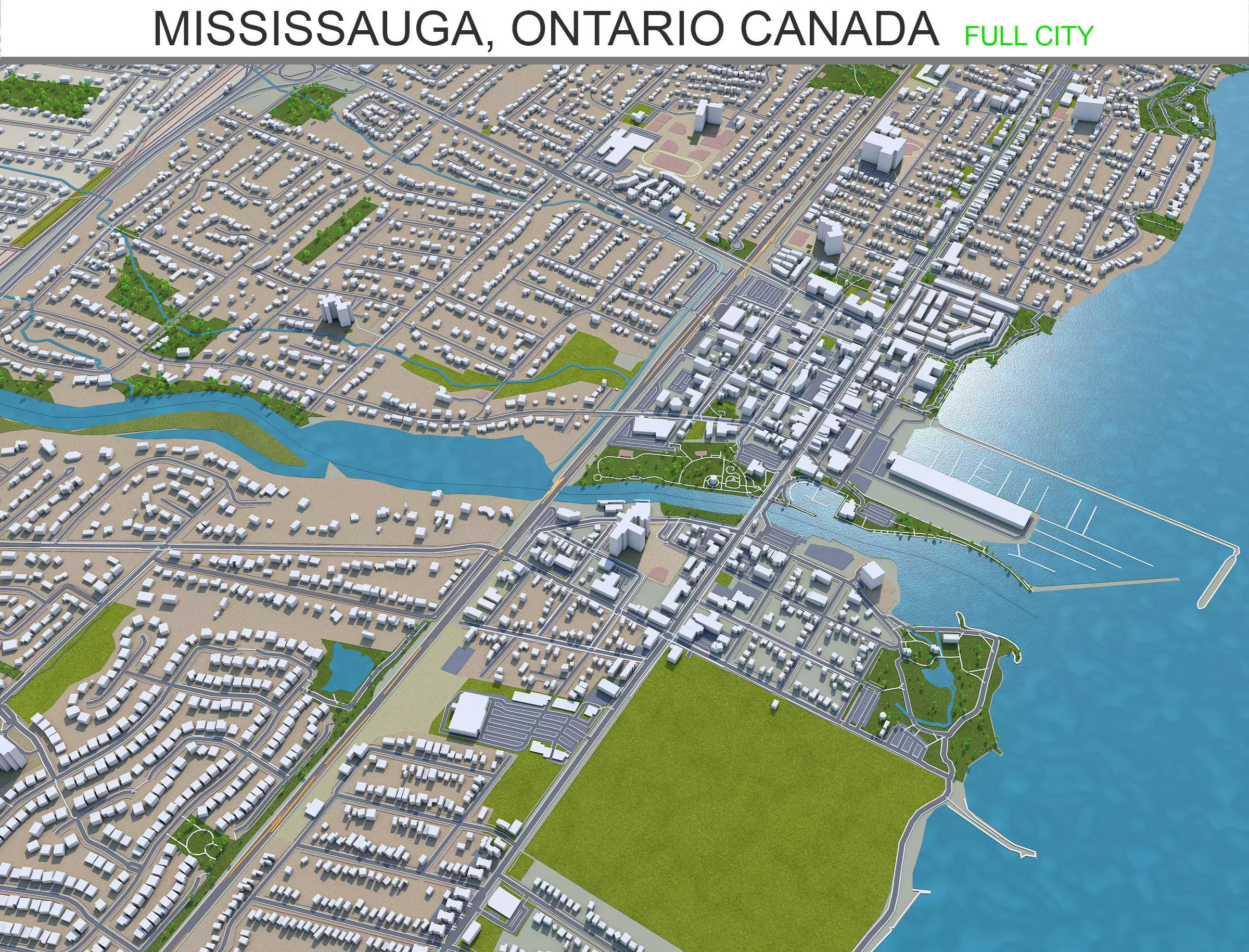 Mississauga Ontario Canada 40km Low-poly 3D model