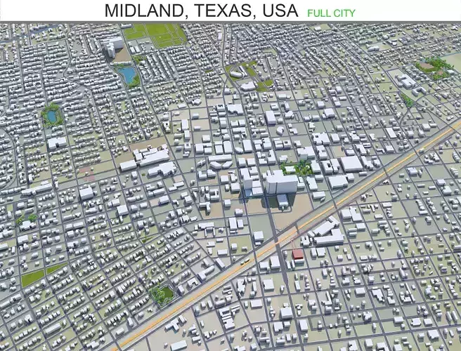 Midland Texas USA 30km Low-poly 3D model