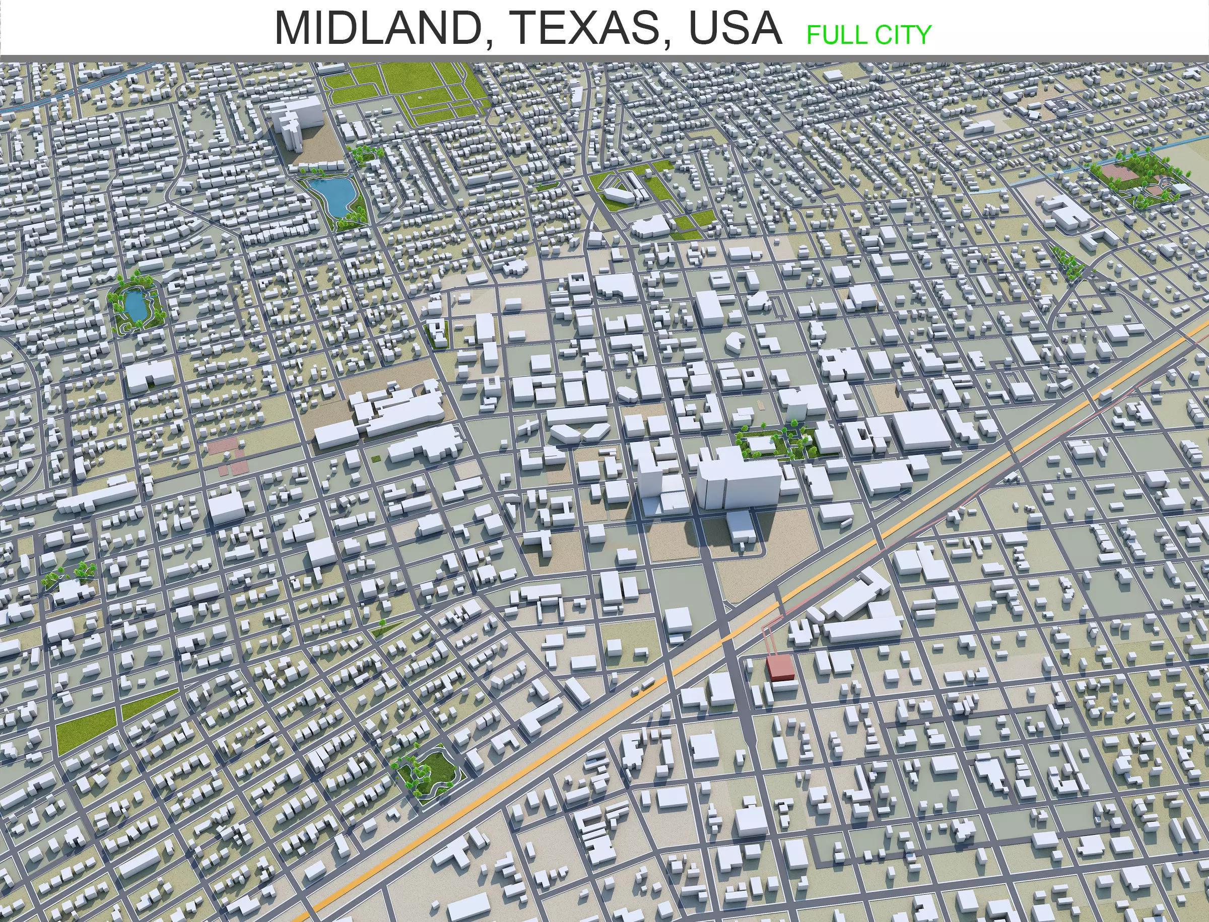 Midland Texas USA 30km Low-poly 3D model