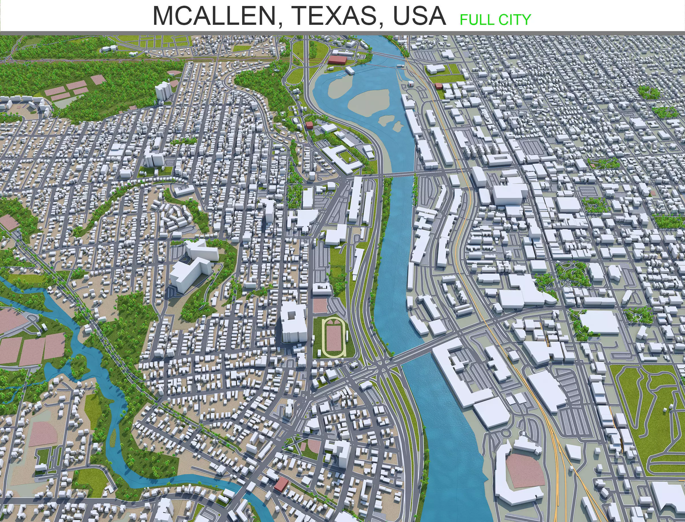 McAllen Texas USA 40km Low-poly 3D model
