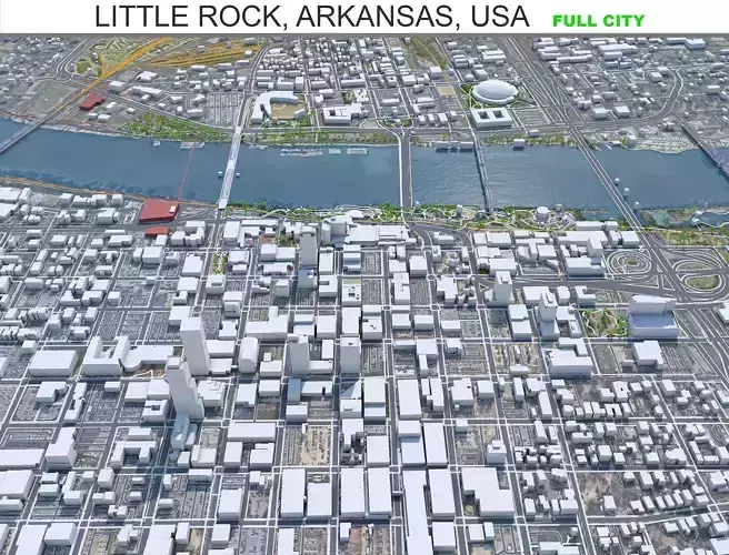 Little Rock City Arkansas USA  Low-poly 3D model