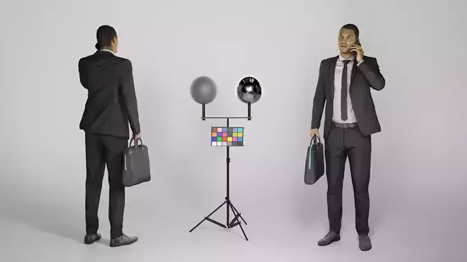 Young businessman with bag talking on mobile phone 283 Low-poly 3D model