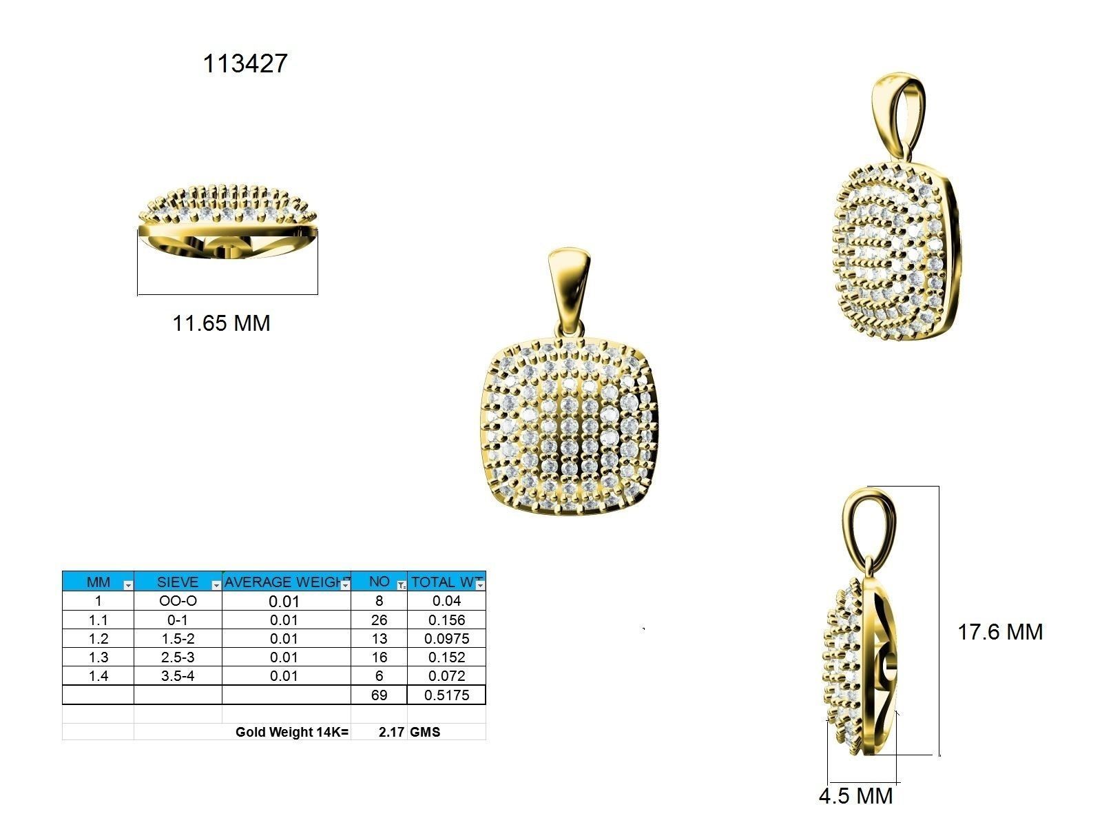 Women square pendant 3dm stl render detail 3D print model_4