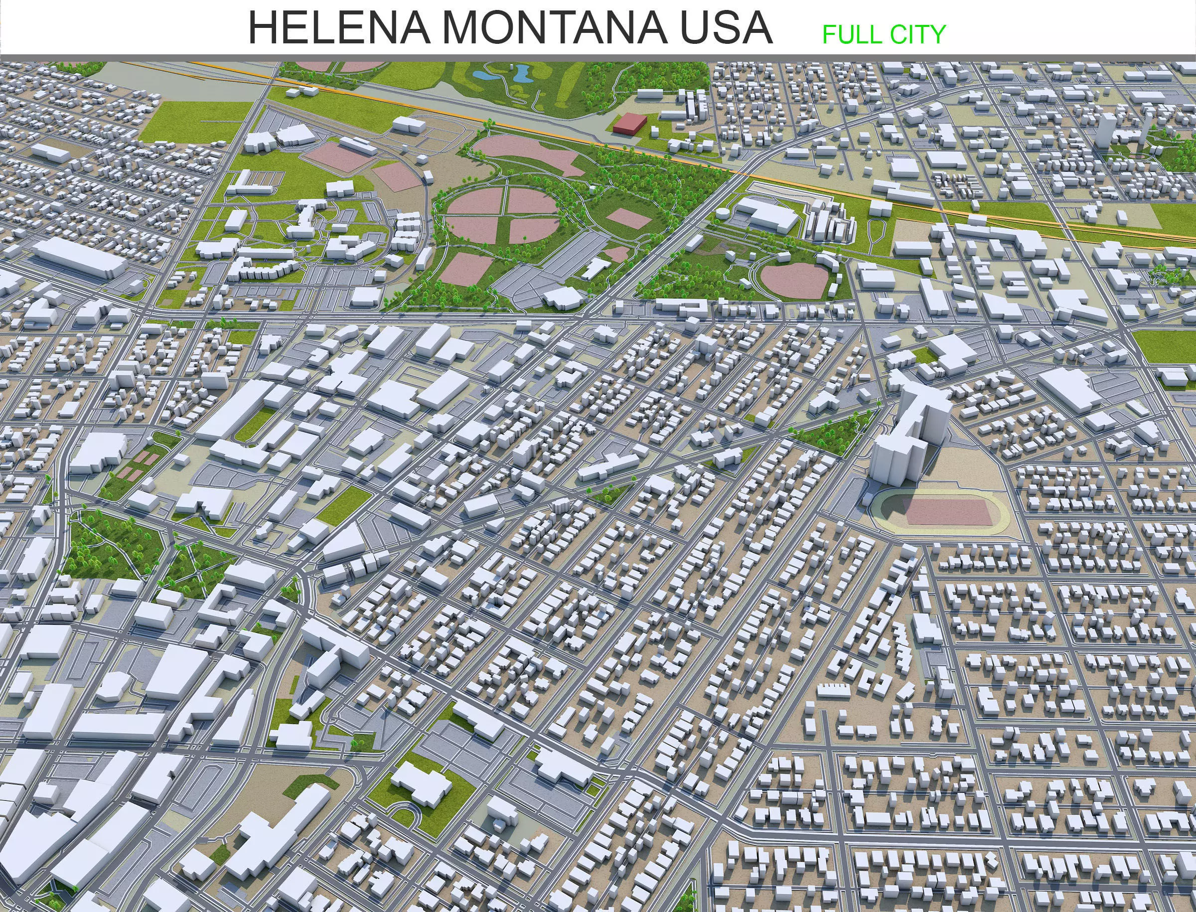 Helena Montana USA 20km Low-poly 3D model