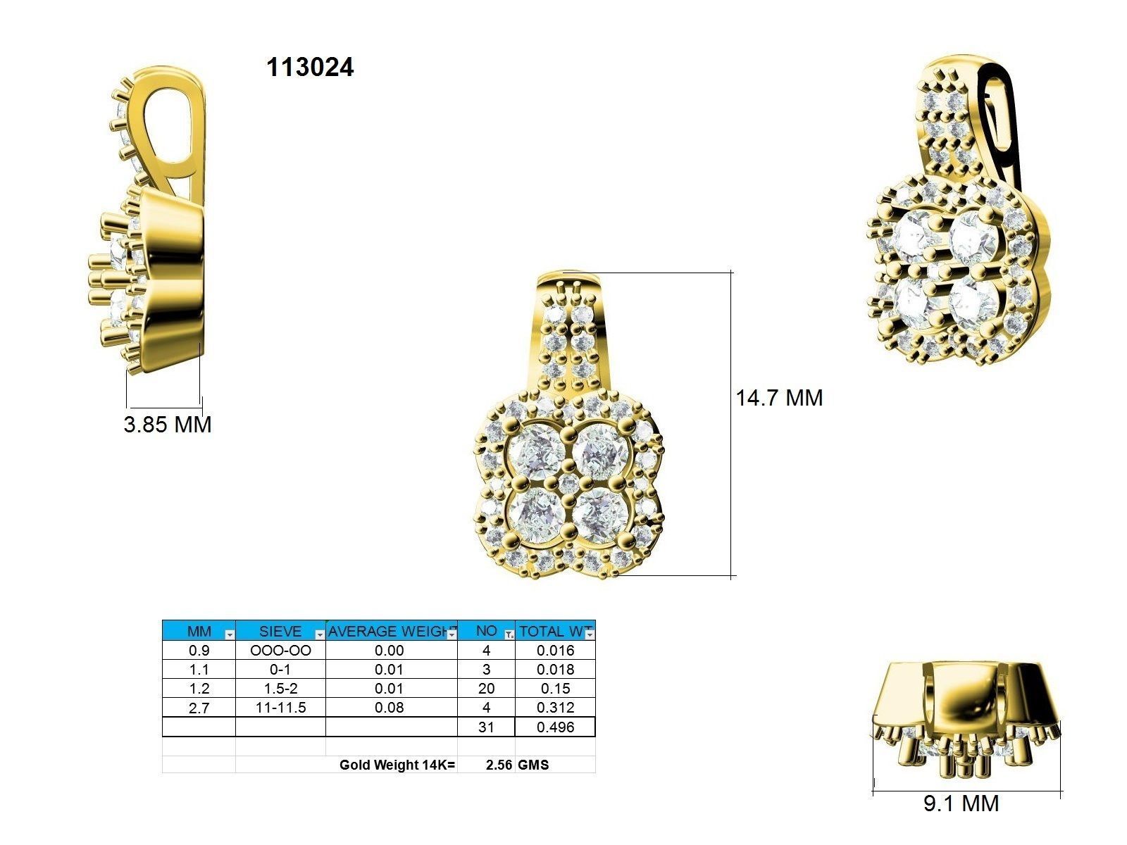Women square pendant 3dm stl render detail 3D print model_9