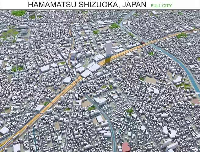 Hamamatsu Shizuoka Japan 90km Low-poly 3D model