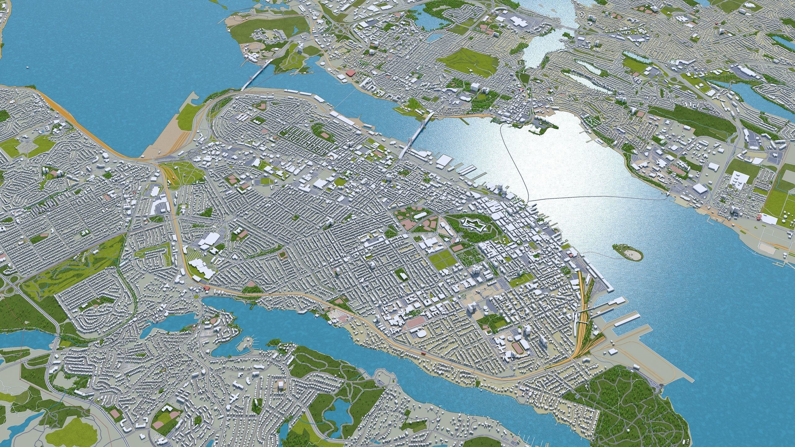 Halifax Nova Scotia Canada 50km Low-poly 3D model_4