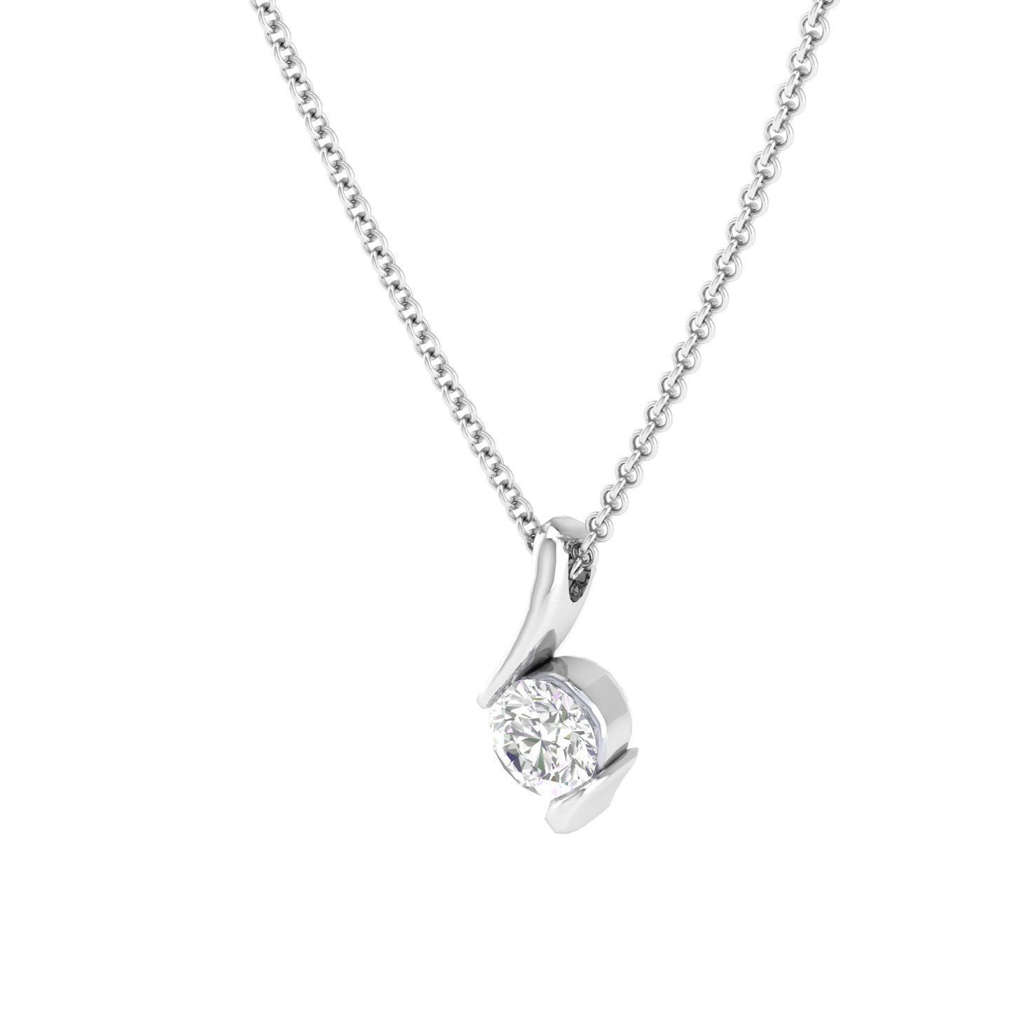 Women solitaire pendant 3dm stl render detail 3D print model_5