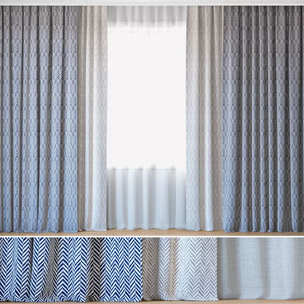 Curtains 101 Curtains with Tulle Bella Dura Skye Tweed 3D model