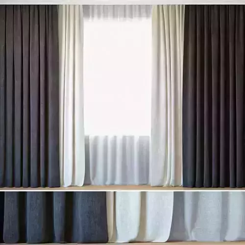 Curtains 11 Curtains with Tulle Ovington Grey and White