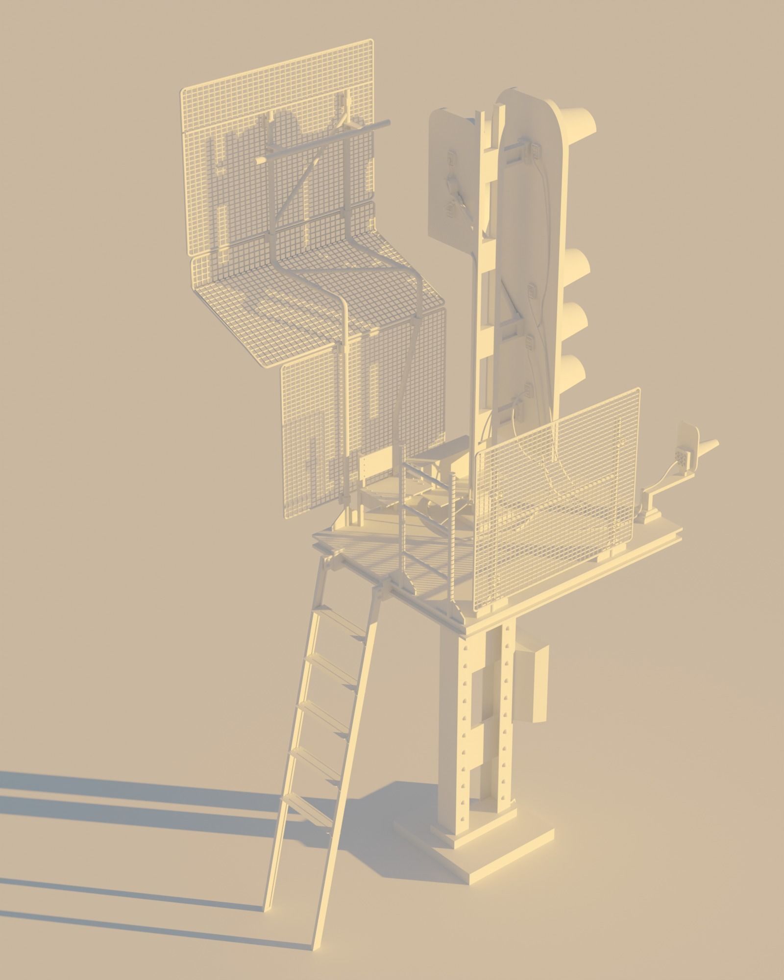 Railway Traffic Light Low-poly 3D model_2