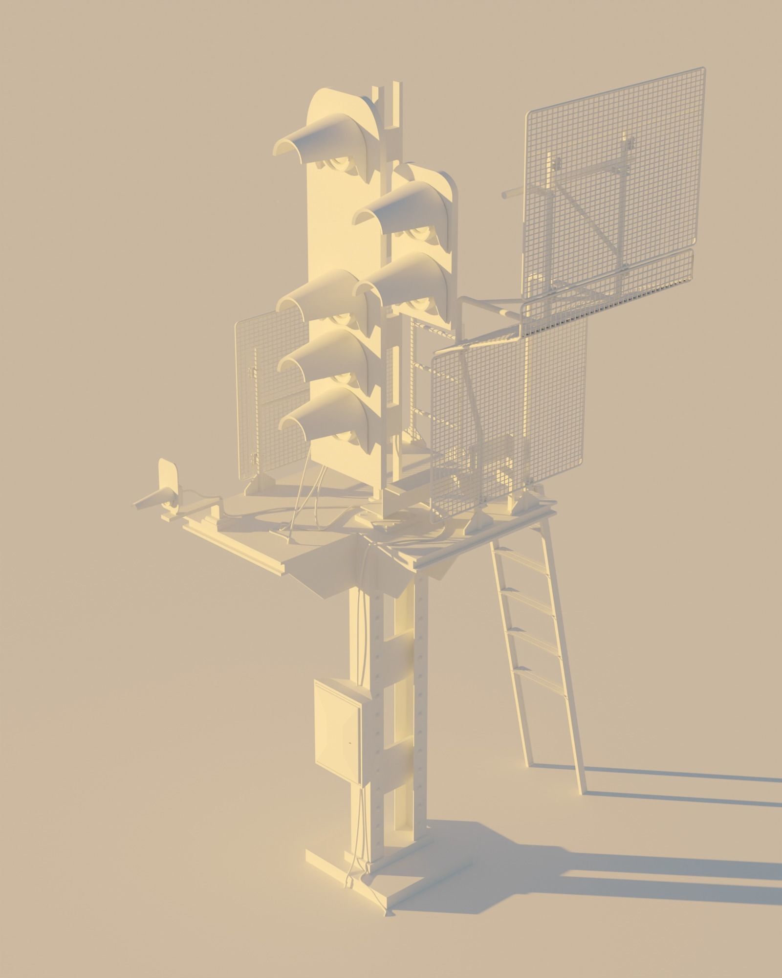 Railway Traffic Light Low-poly 3D model_1