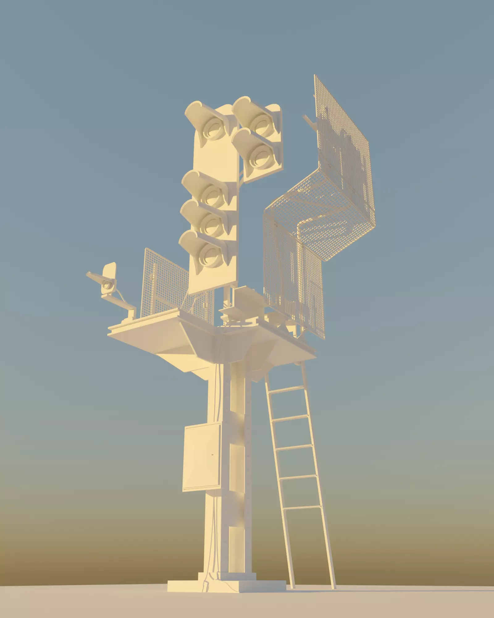 Railway Traffic Light Low-poly 3D model_0