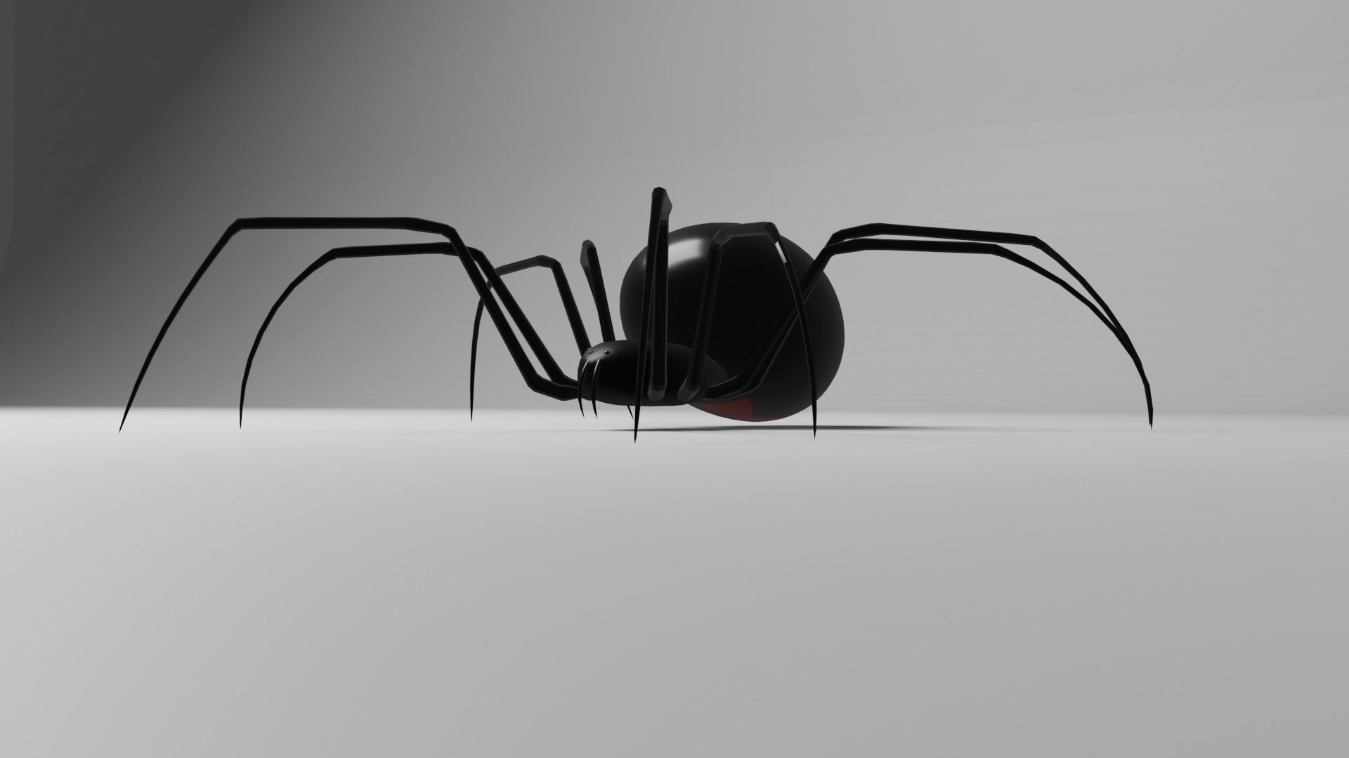 Simple Black Widow Spider Low-poly 3D model_9