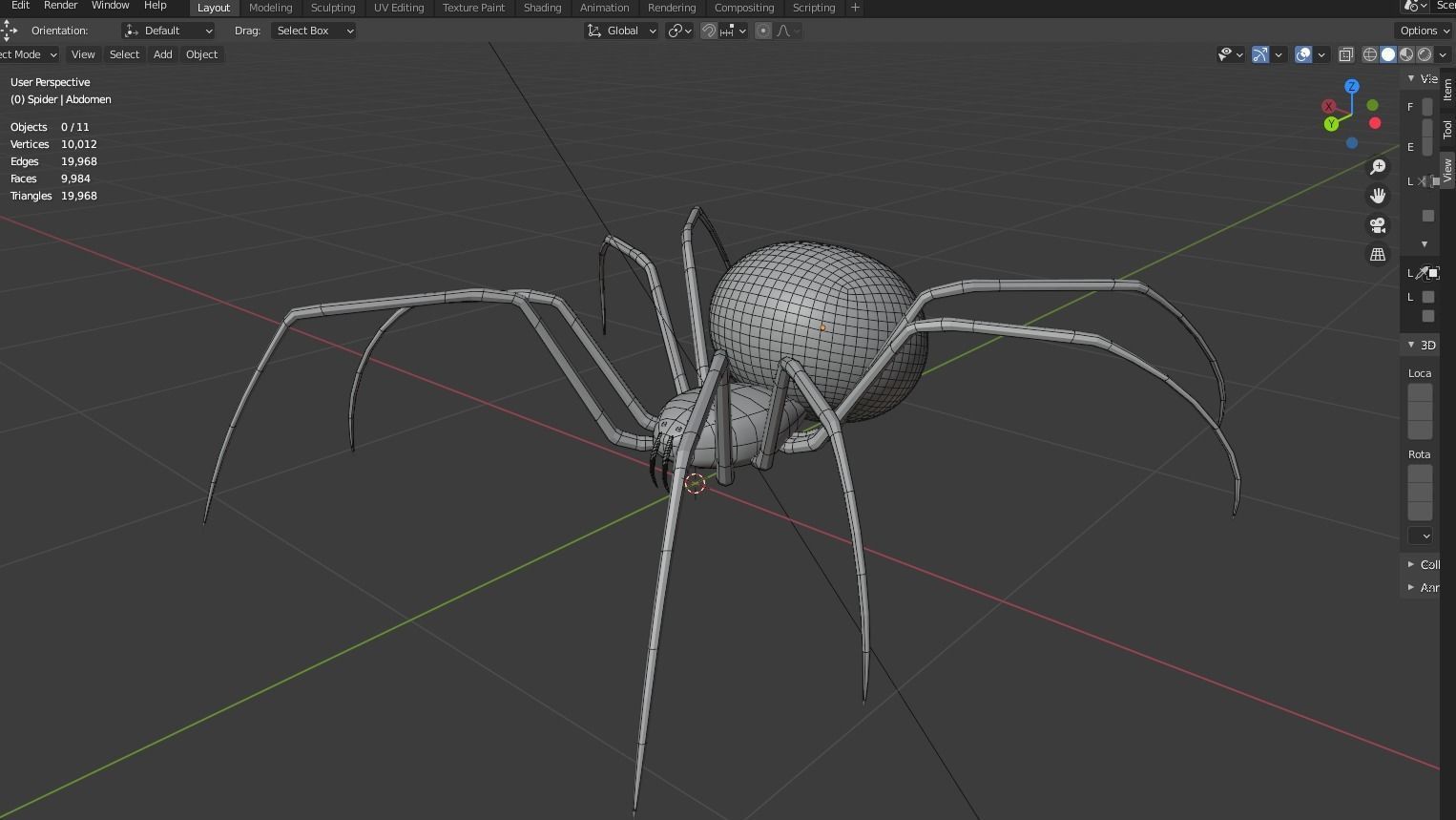 Simple Black Widow Spider Low-poly 3D model_20