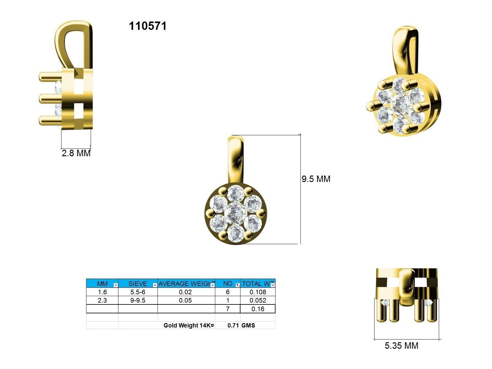 Women round pendant 3dm stl render detail 3D print model_3