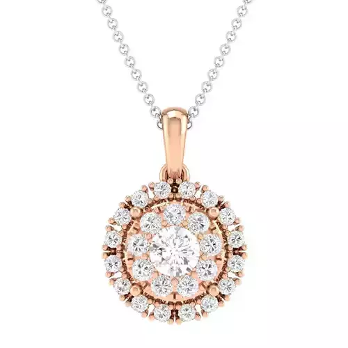 Women round solitaire pendant 3dm stl render detail 3D print model