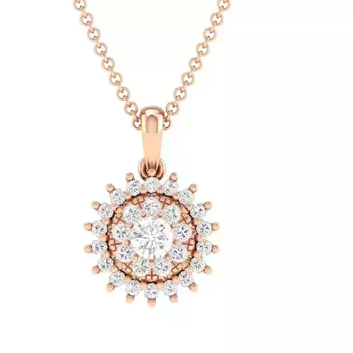 Women round solitaire pendant 3dm stl render detail 3D print model
