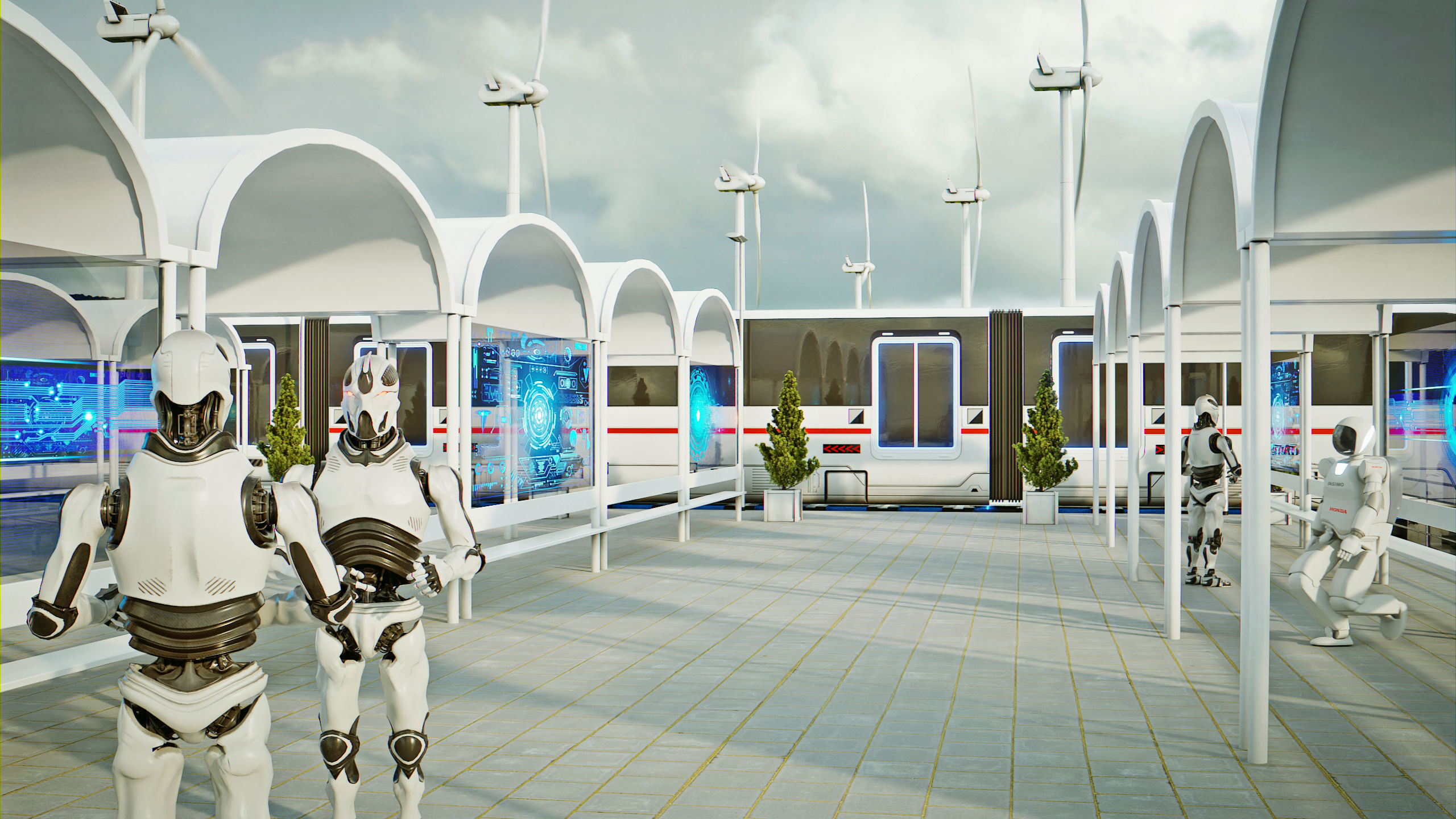 Sci Fi Train Station Low-poly 3D model_1