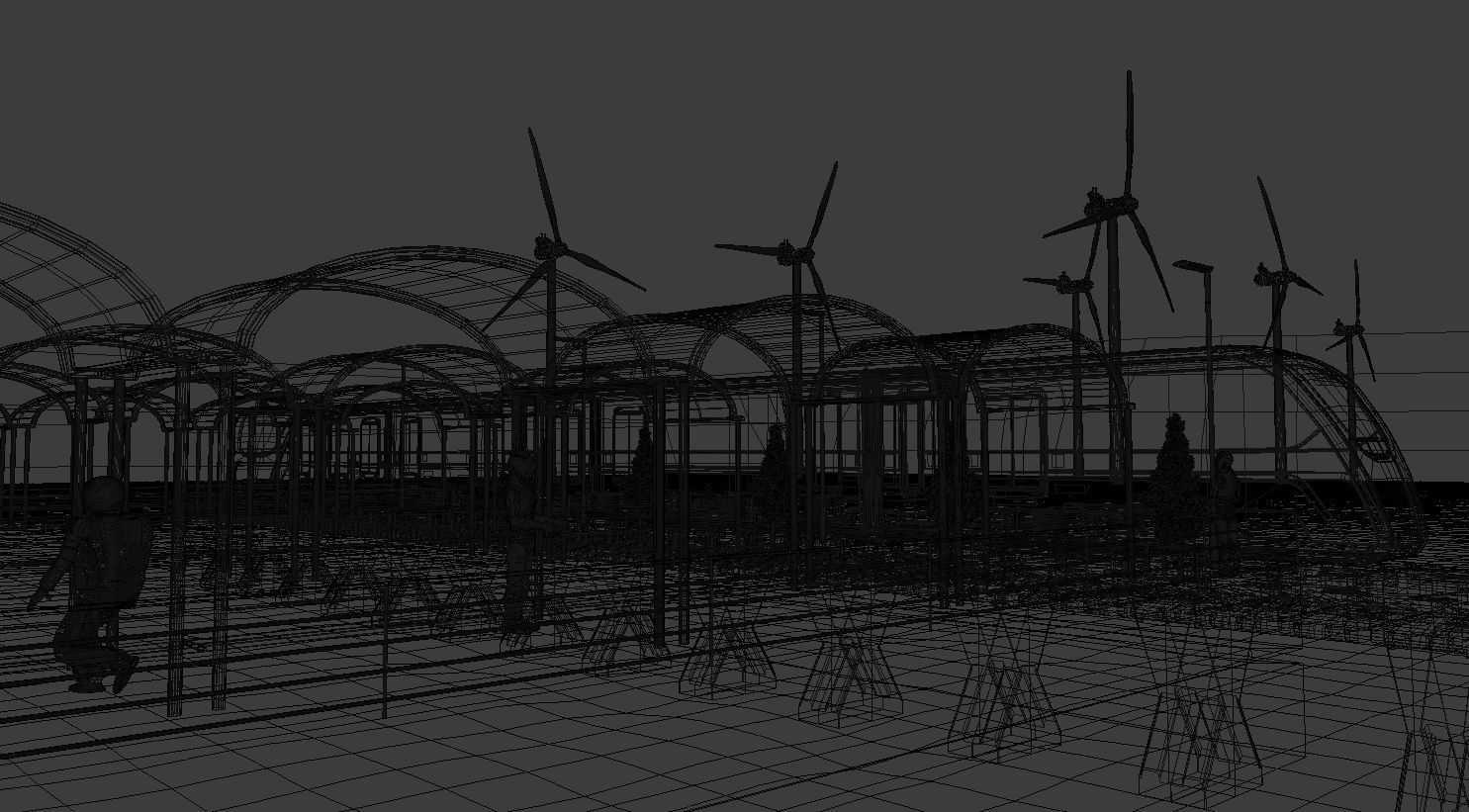 Sci Fi Train Station Low-poly 3D model_4