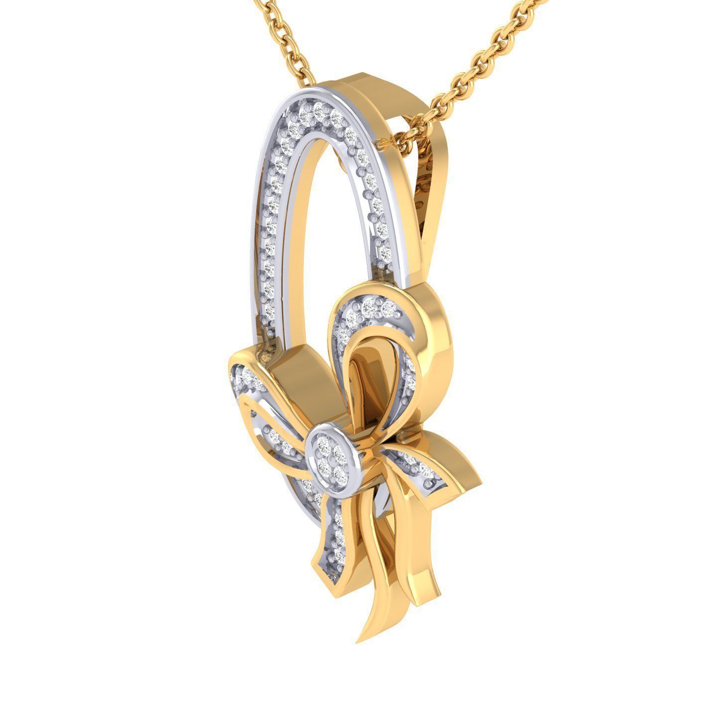 Women bow pendant 3dm stl render detail 3D print model_9