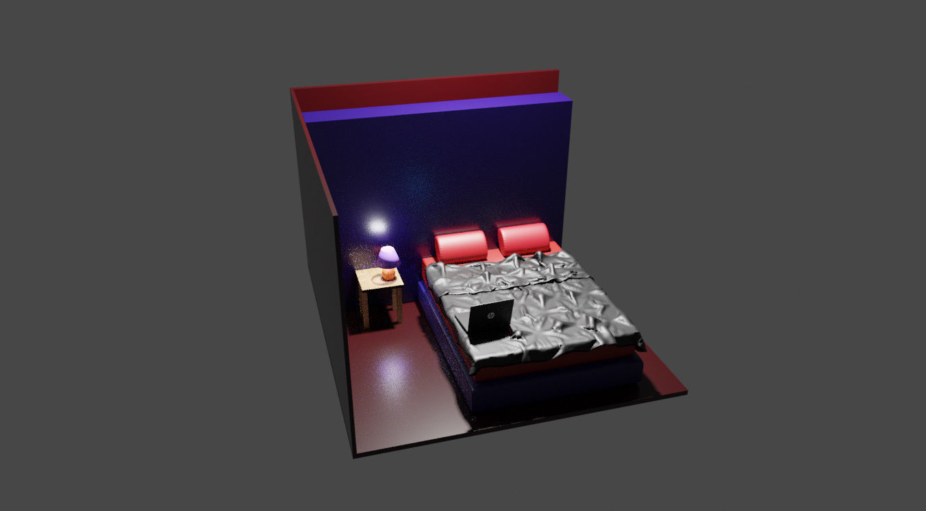 Bed Room Low-poly 3D model_2