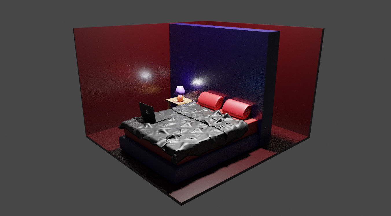 Bed Room Low-poly 3D model_1