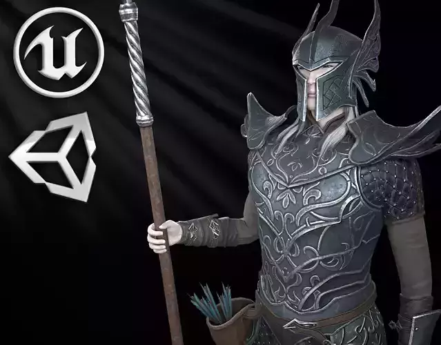 Elf Knight Low-poly 3D model