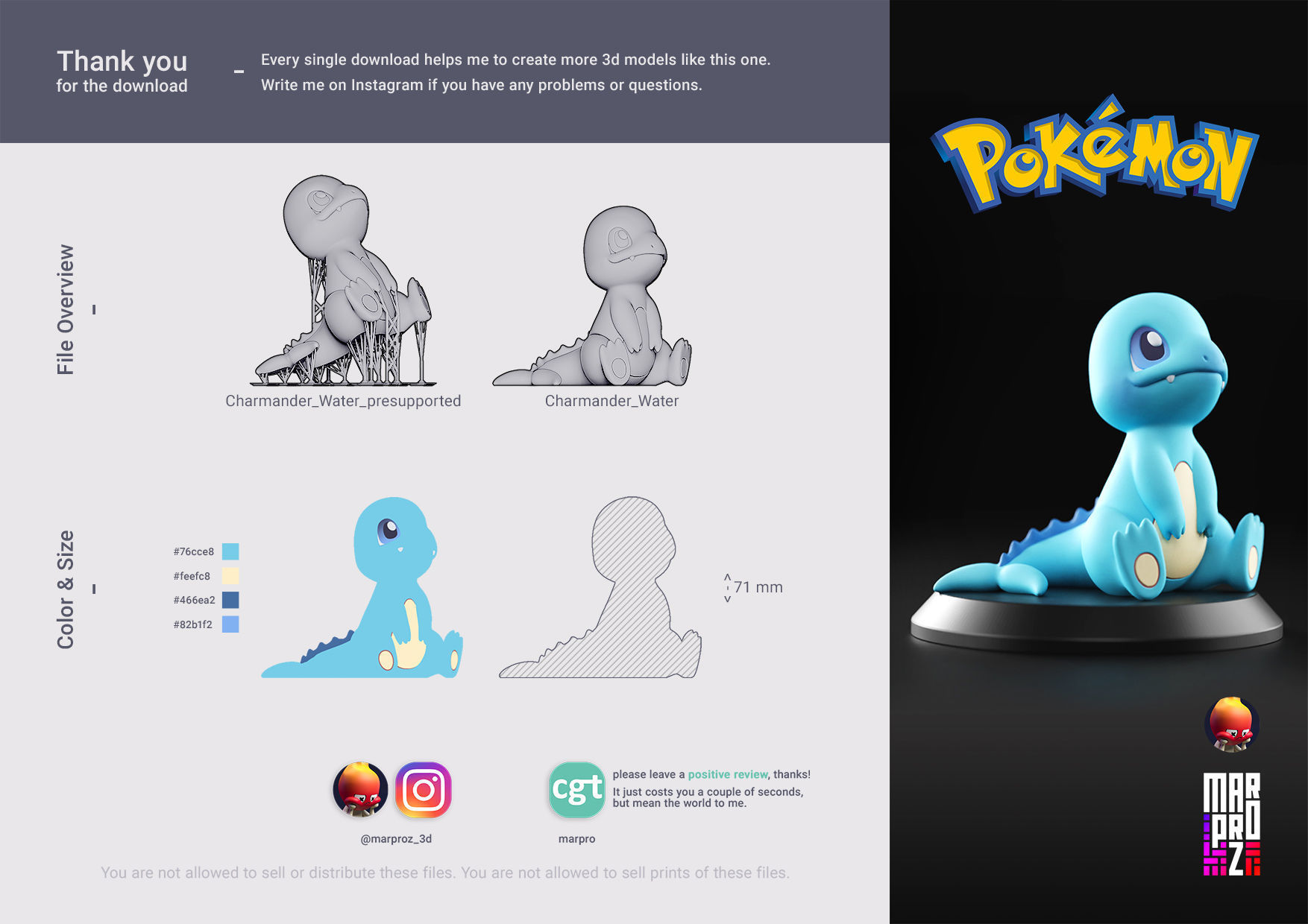 Pokemon - Water Charmander 3D print model_1