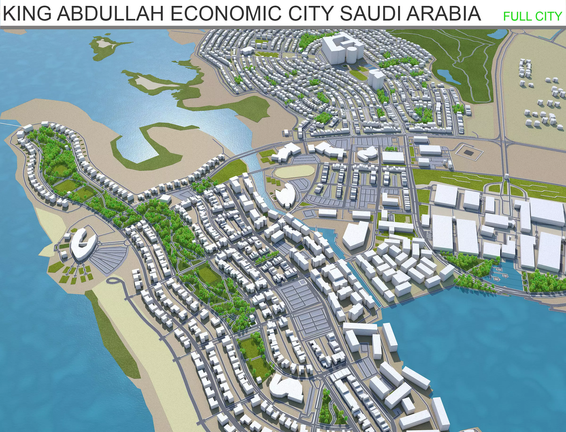 King Abdullah Economic City Saudi Arabia 35km Low-poly 3D model