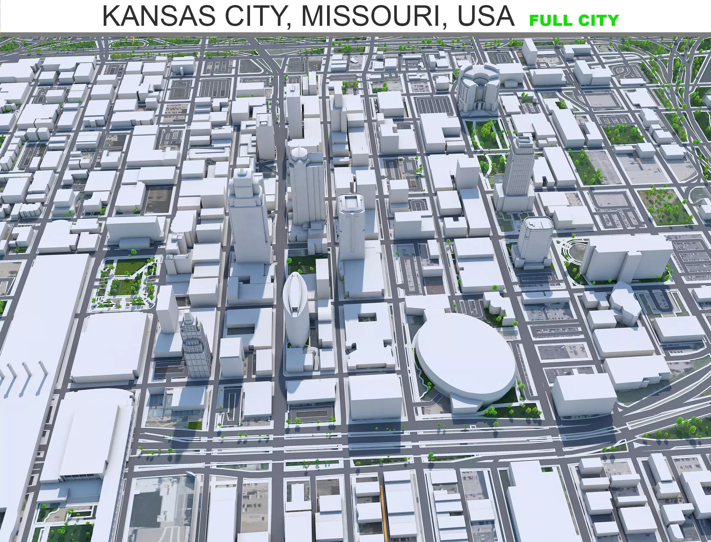 Kansas City Missouri USA Low-poly 3D model_0