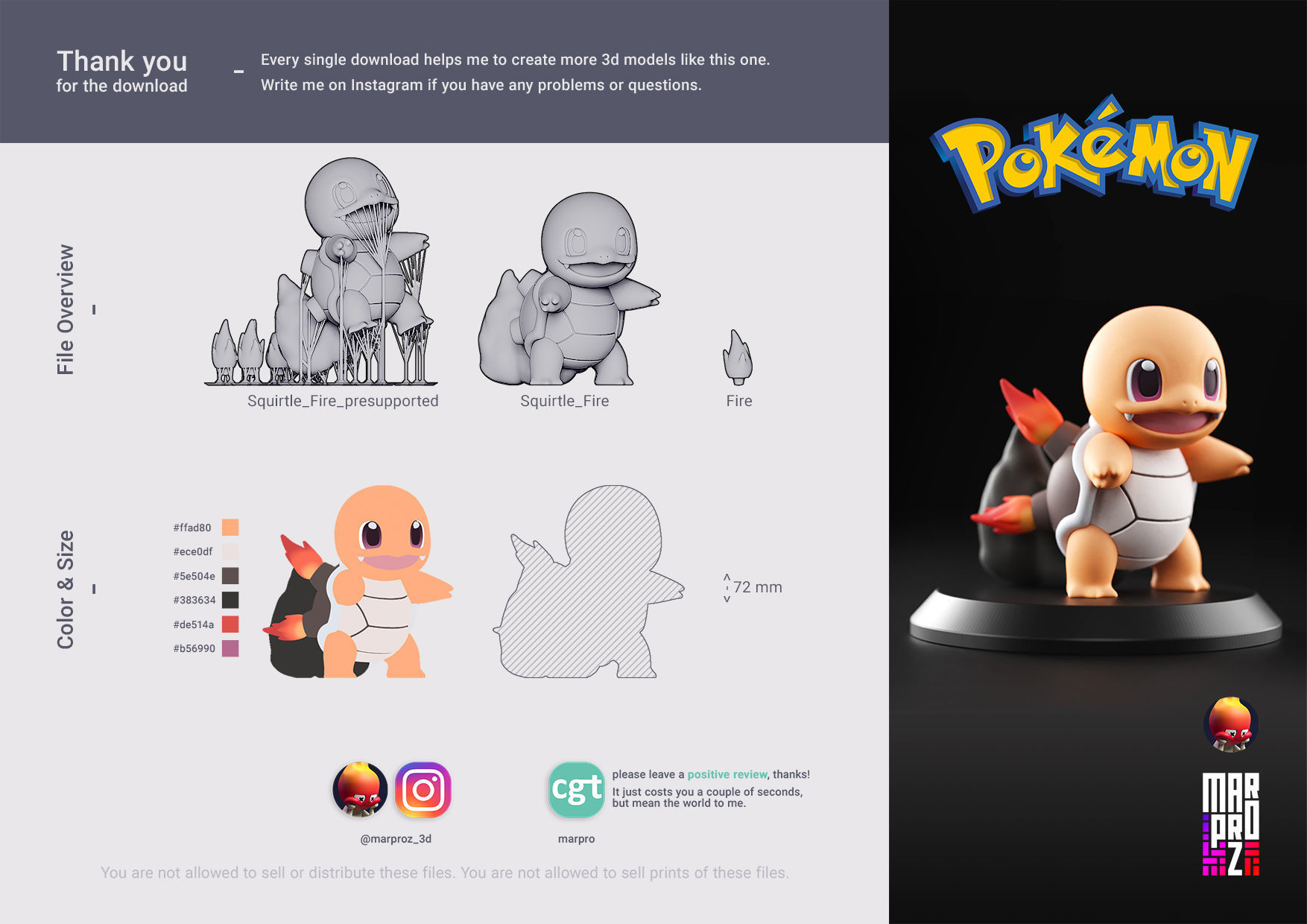 Pokemon - Fire Squirtle 3D print model_1