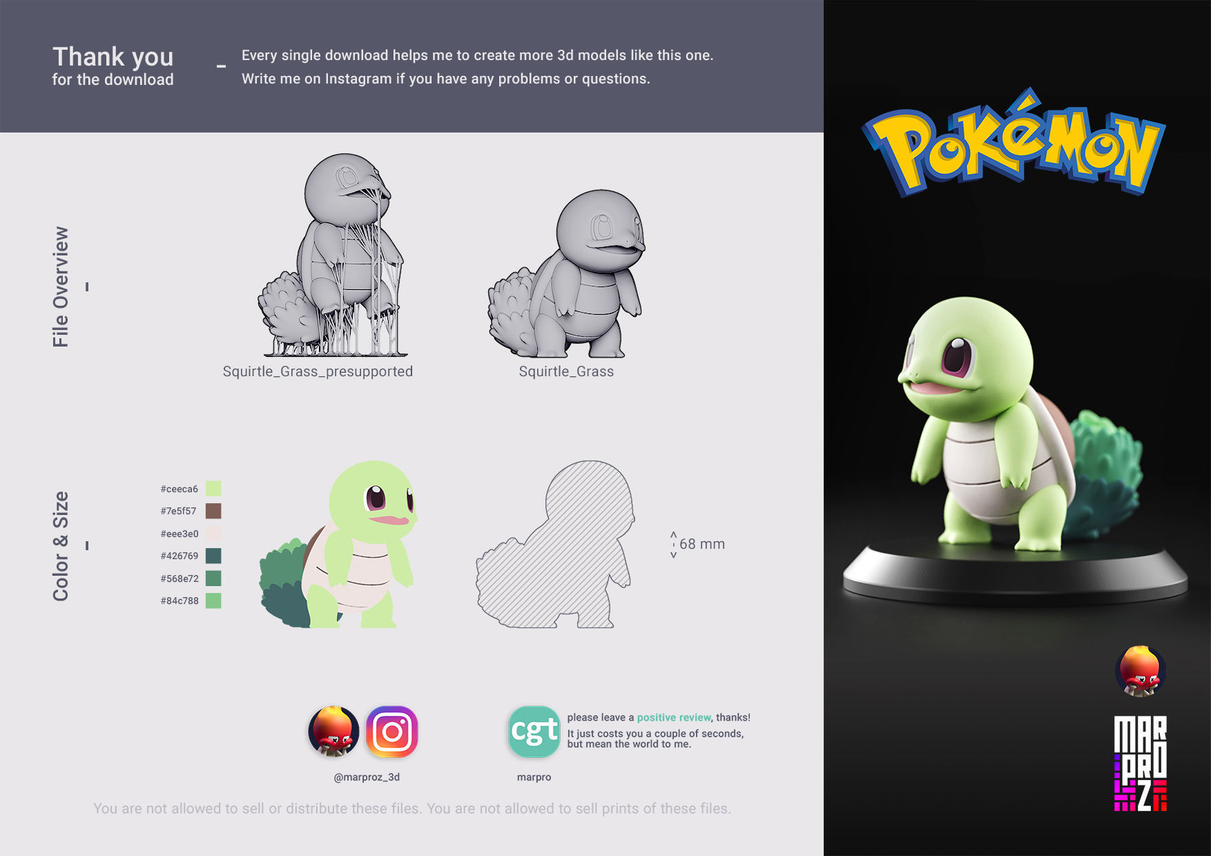 Pokemon - Grass Squirtle 3D print model_1