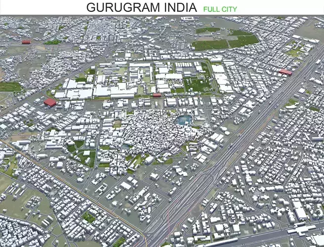 Gurugram India 40km Low-poly 3D model